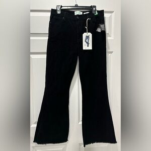 NWT RE Generation By Celebrity Pink Flower Flare Denim 11/30 Black Winter Pants